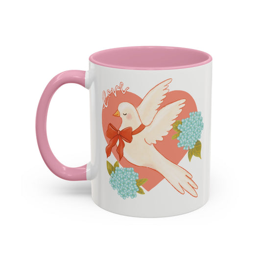 Mug - Love Dove & Hydrangeas for Valentines Day