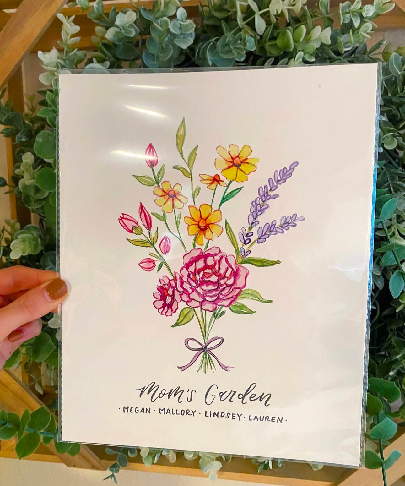 Custom Mother's Bouquet Painting with Birth Flowers