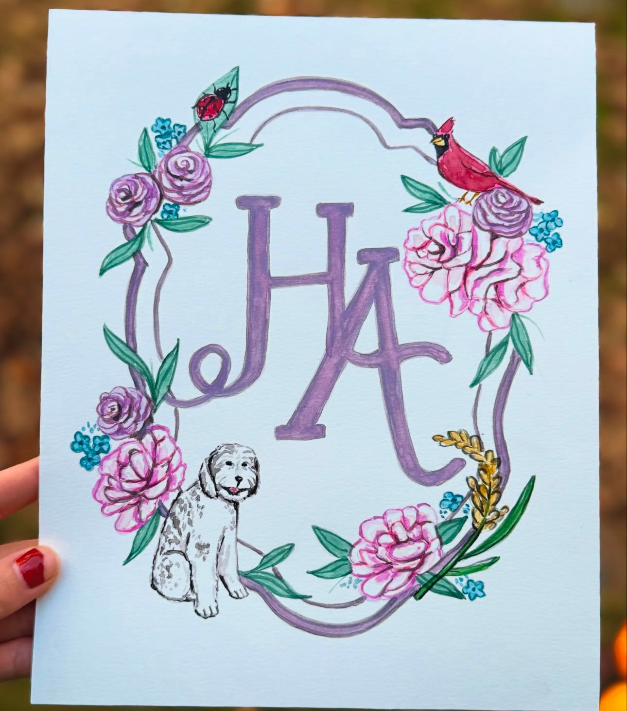 Custom Watercolor Wedding Crest