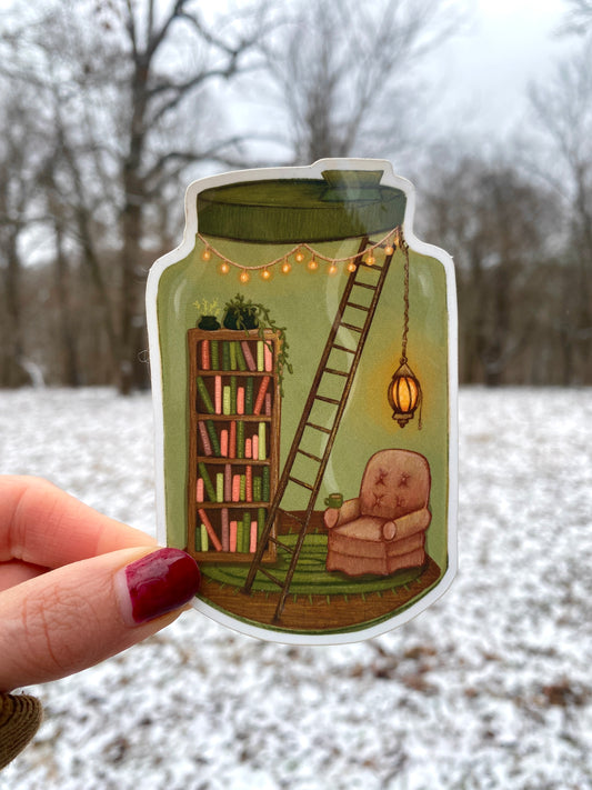 Book Jar Vinyl Sticker