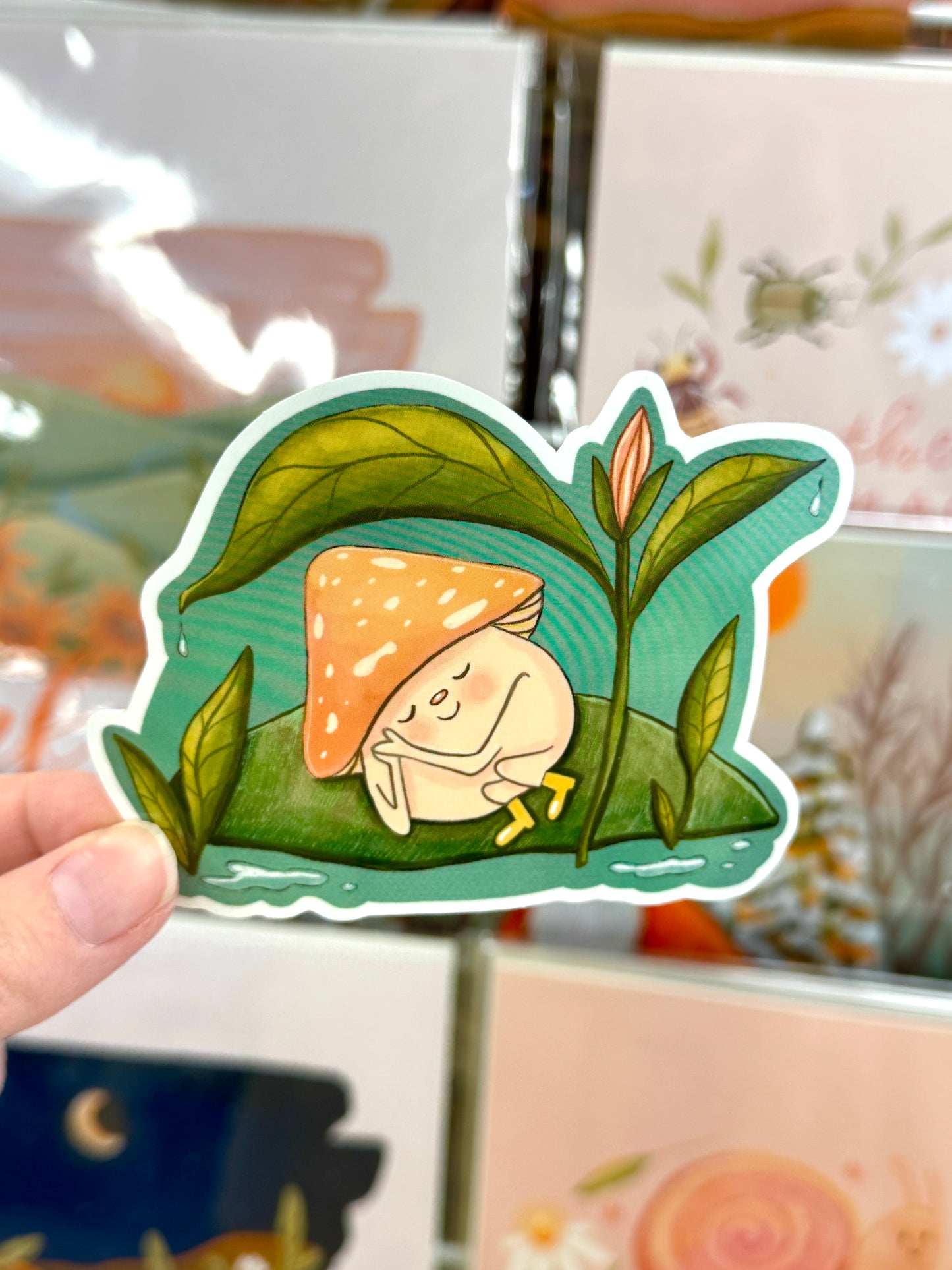 Sleepy Mushroom Vinyl Sticker