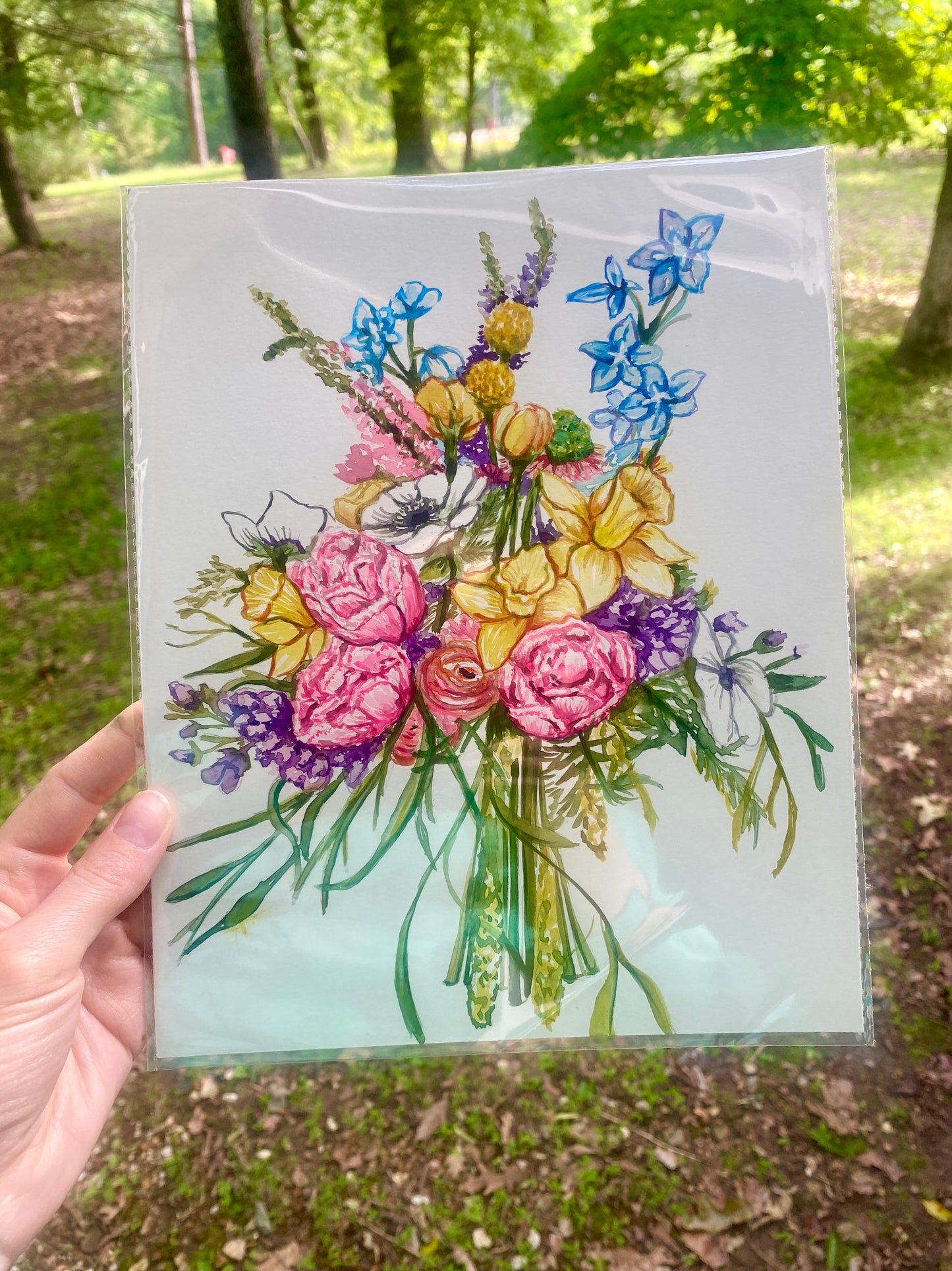 Custom Watercolor Wedding Bouquet