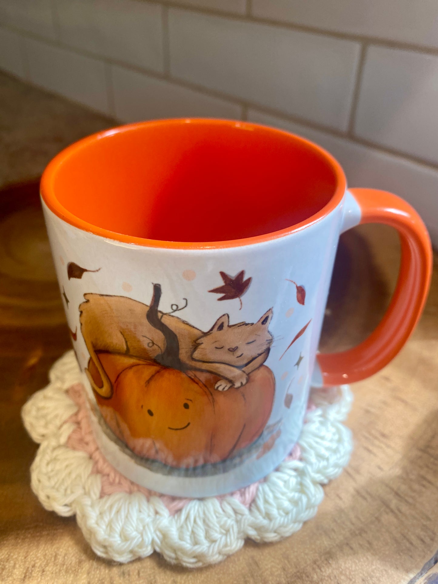 Cat and Pumpkin Snuggle Mug
