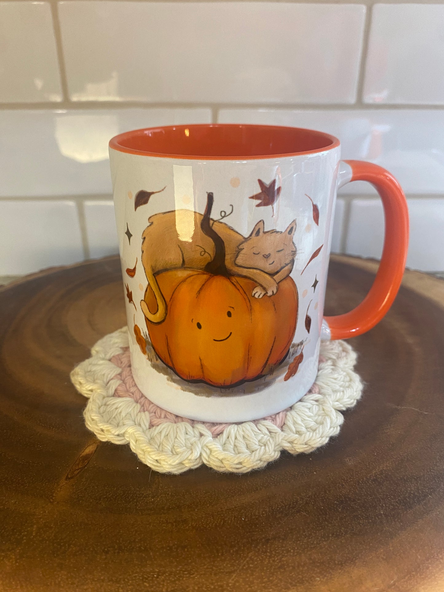 Cat and Pumpkin Snuggle Mug