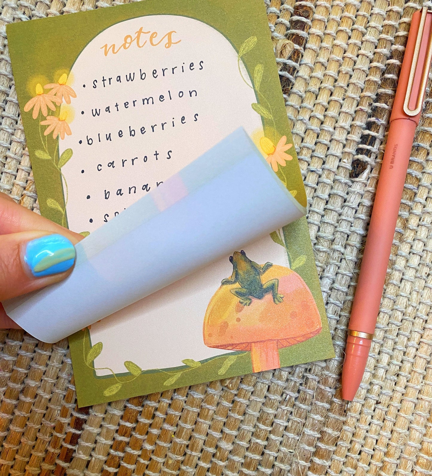 Mushroom Frog Note Pad 50pgs, 4x6in