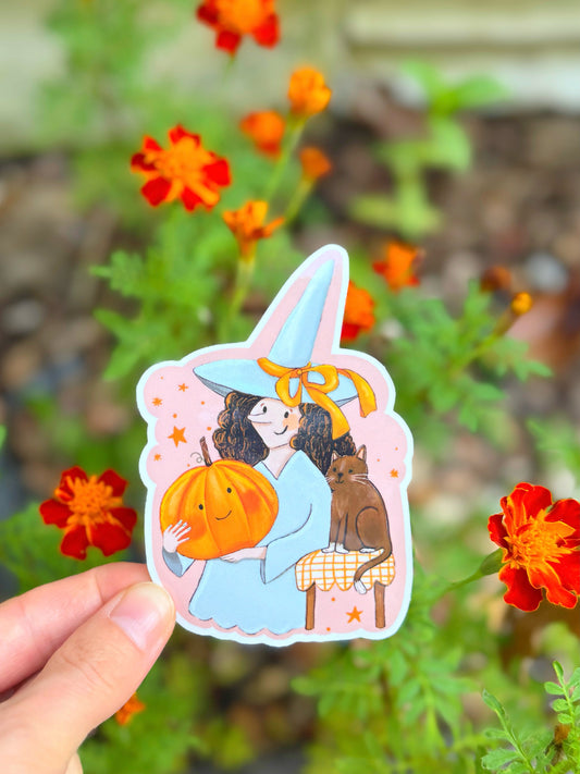 Pumpkin Witch Vinyl Sticker