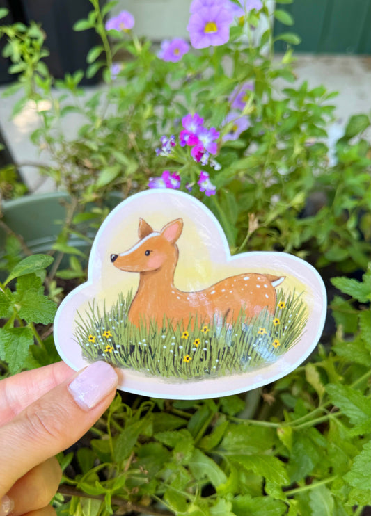 Deer and Wildflowers Vinyl Sticker