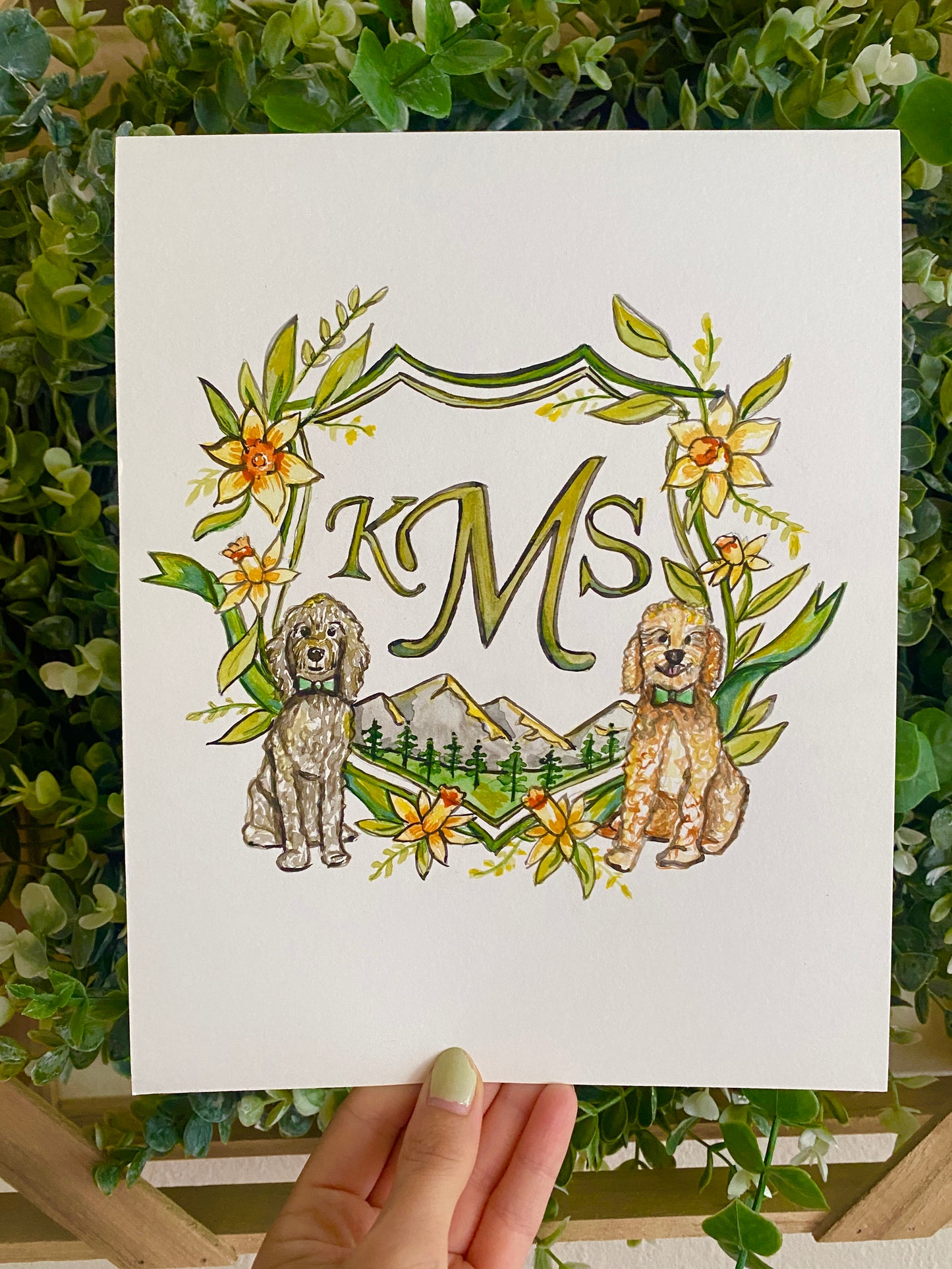 Custom Watercolor Wedding Crest