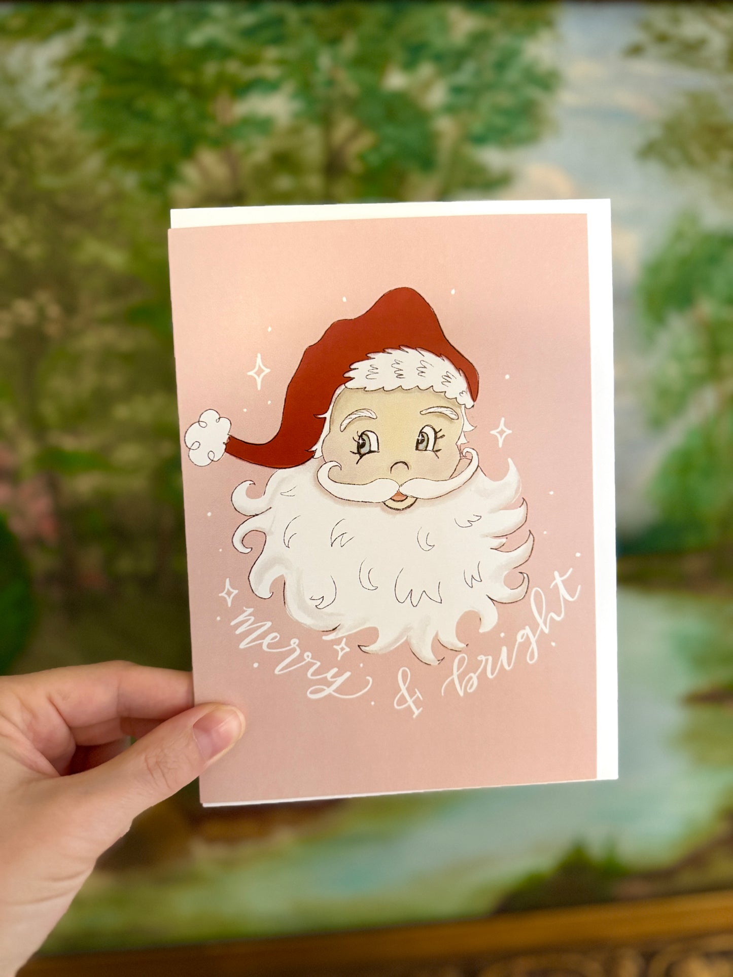 Merry & Bright Santa Greeting Card