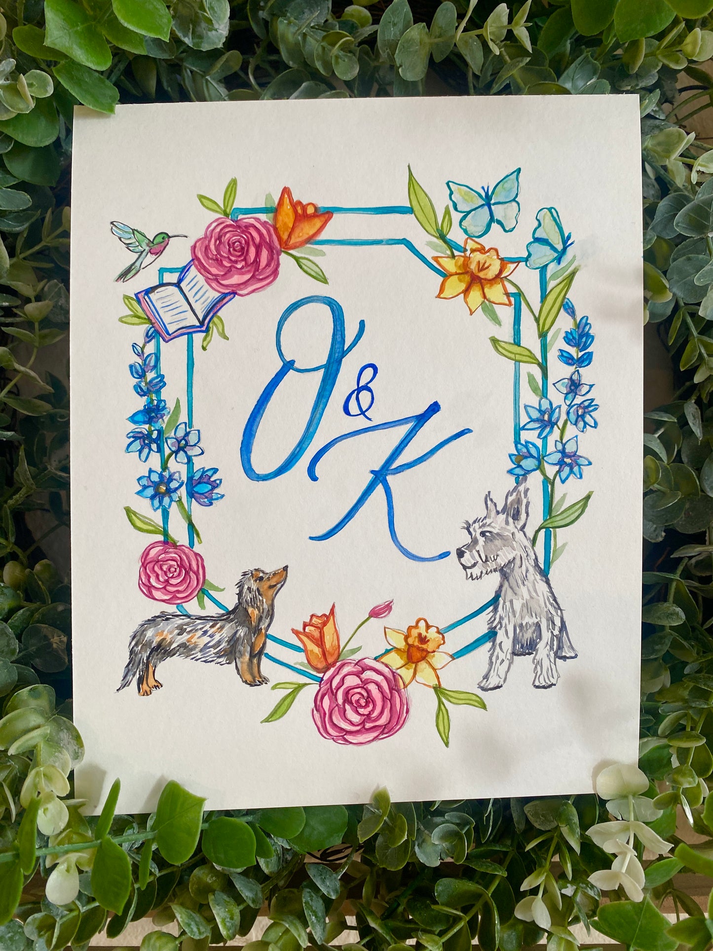 Custom Watercolor Wedding Crest