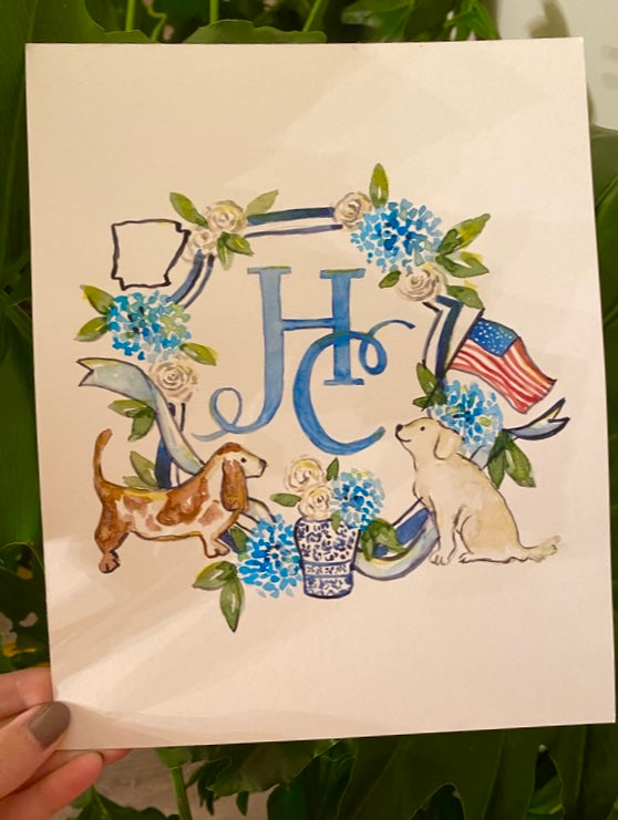 Custom Watercolor Wedding Crest