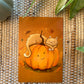Cat and Pumpkin Snuggle Postcard