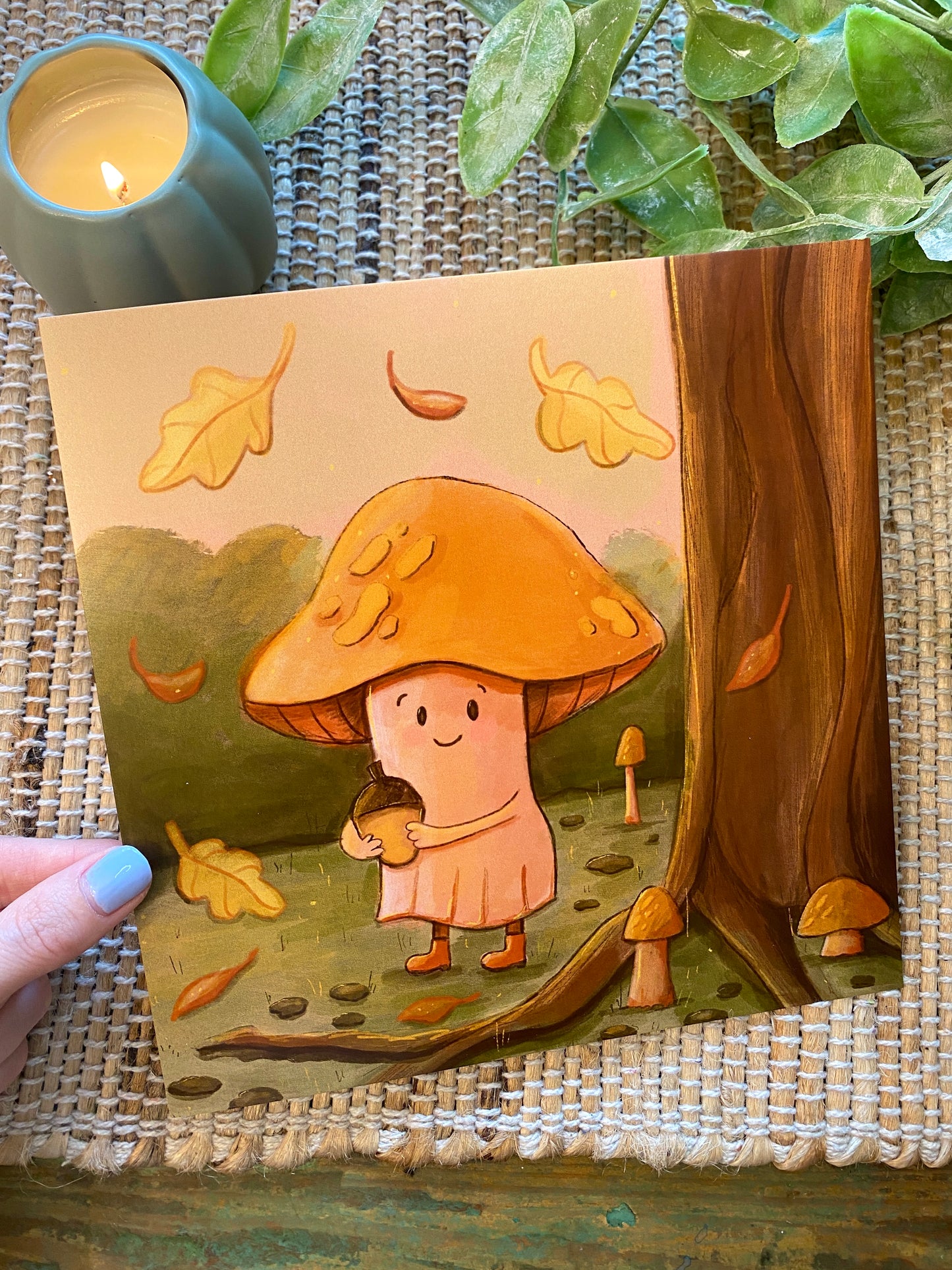 Mushroom and Acorn Art Print